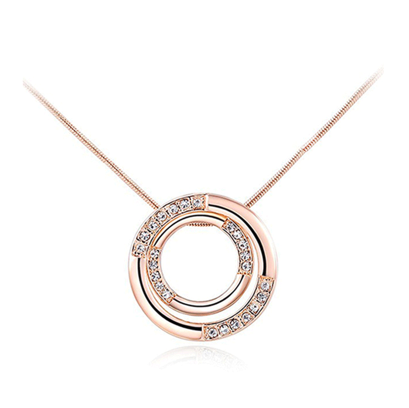 WELL-MADE-ROSE-GOLD-2-ROUND-PENDANT-IN-GENUINE-AUSTRIA-CRYSTAL