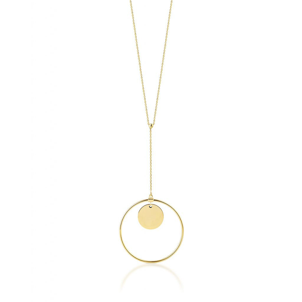 Hoop Disc Long Gold Plated Necklace