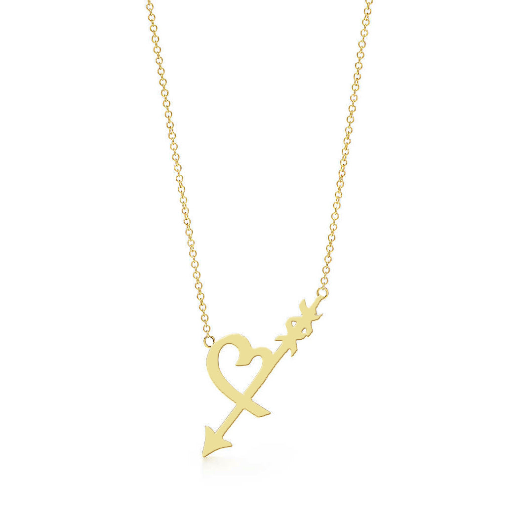 Heart Arrow Gold Plated Pendant Necklace