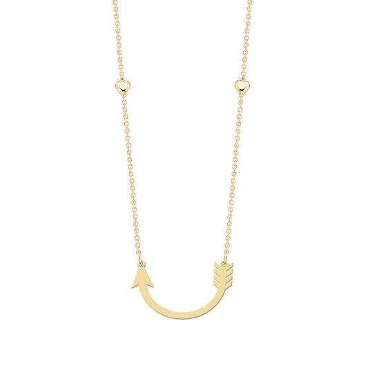 Bent Arrow Pendant Necklace in Gold