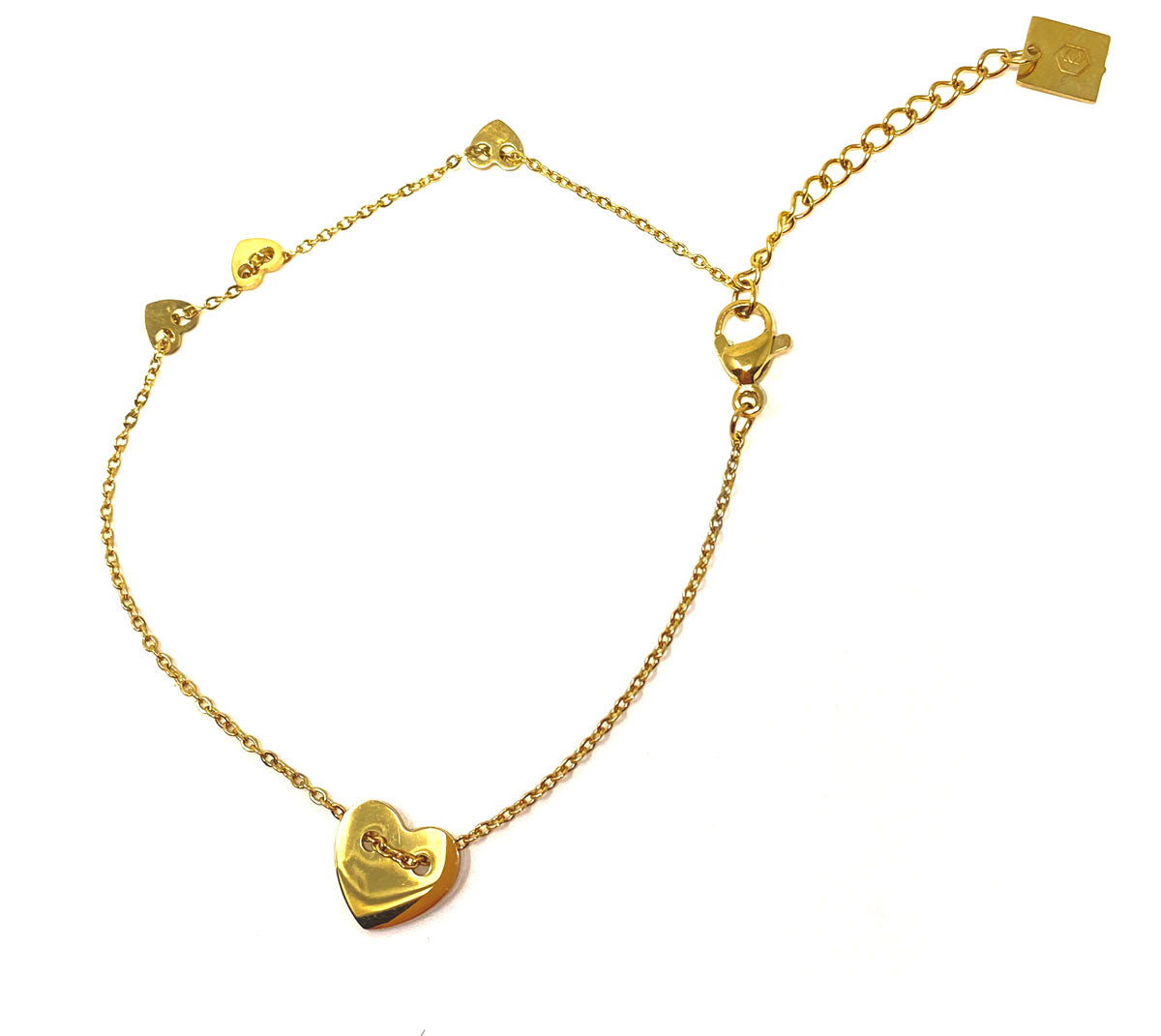 Gold Plated Heart Set Chain Bracelet 2