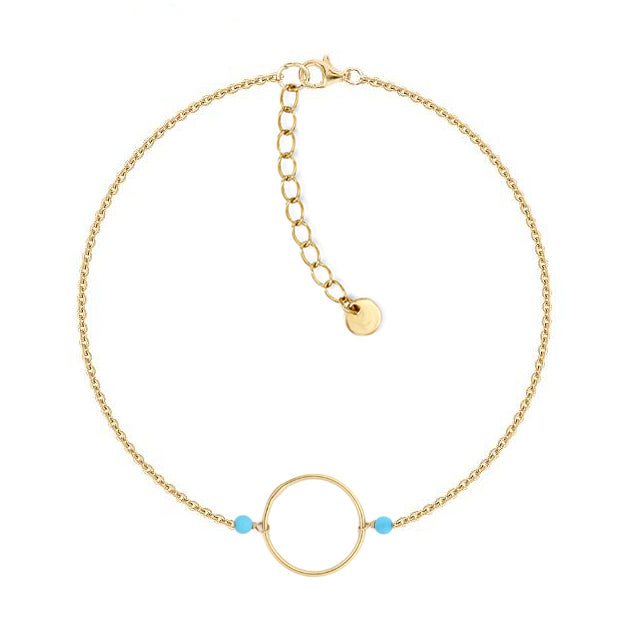Gold plated Hoop Chain Bracelet in light blue
