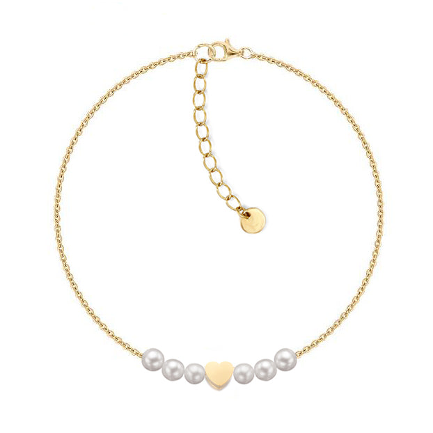 Pearls Heart Gold Plated Bracelet