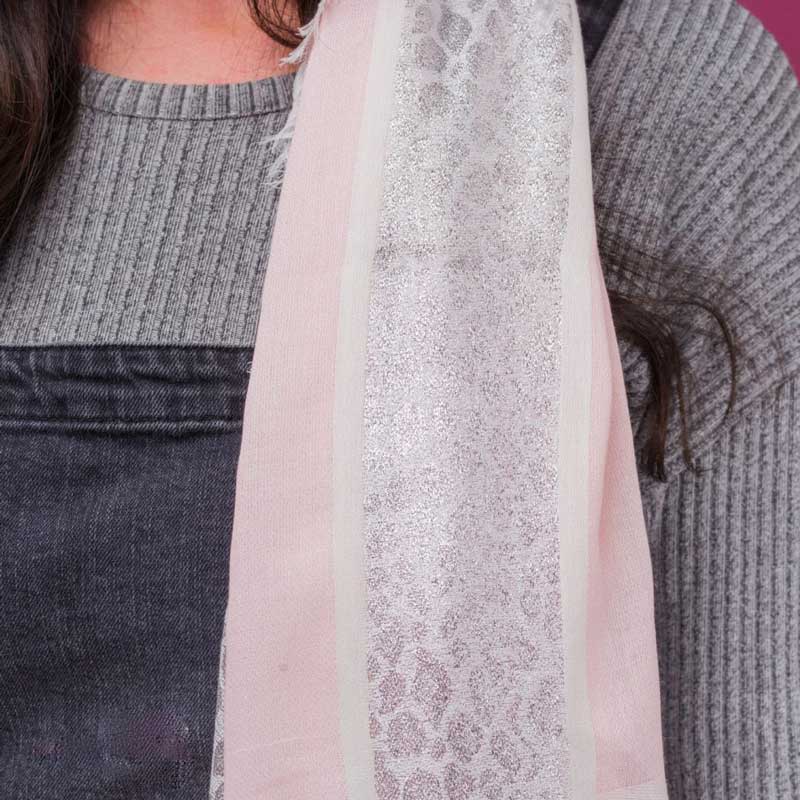 Candy Pink Scarf with a Silver Shine Imprint 1