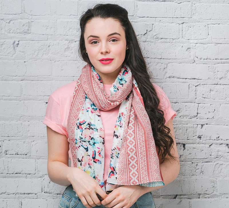 Butterfly Multicolour Scarf with Detailed border line