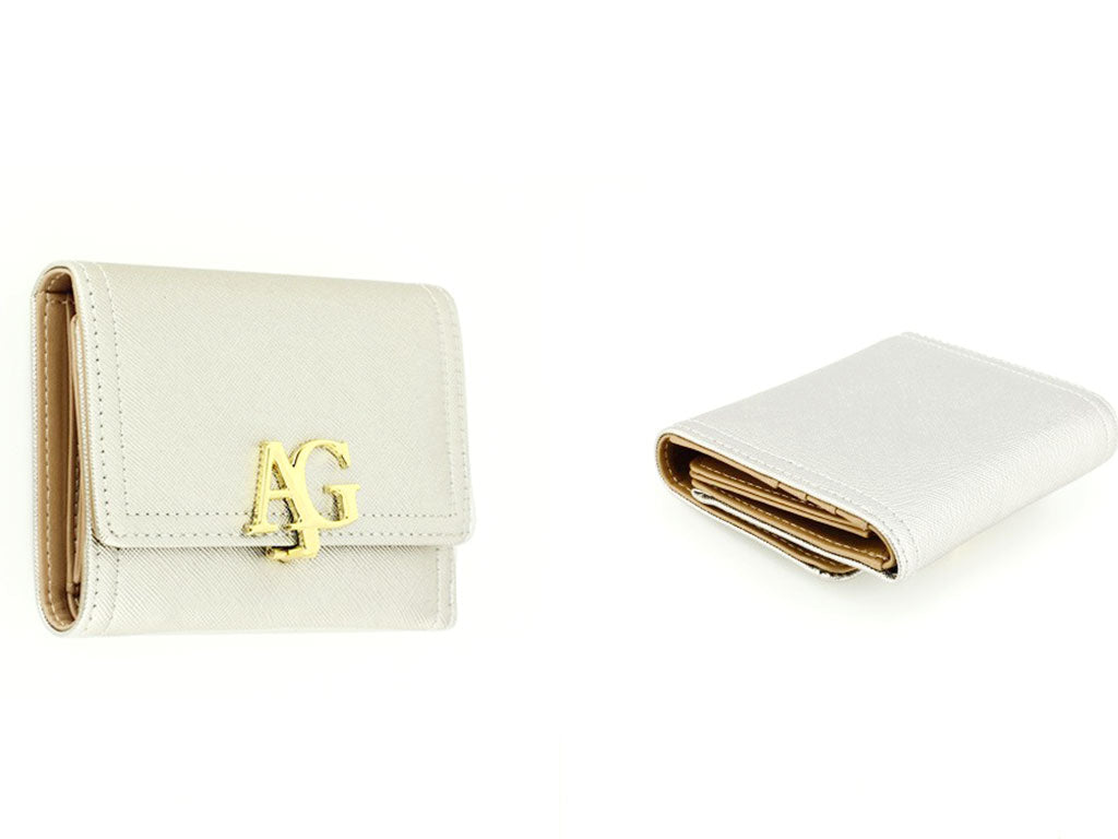 AG Small Flap Purse with Multiple Inner Pockets in silver