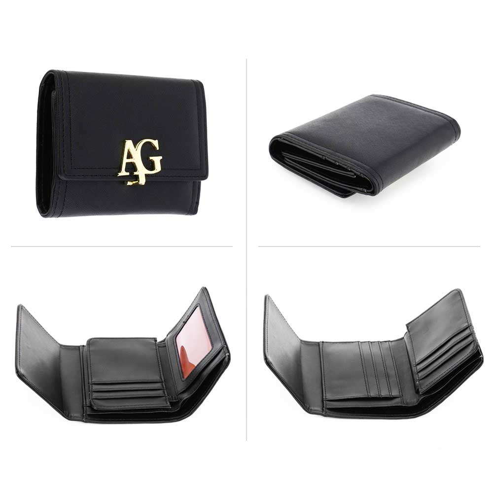AG Small Flap Purse with Multiple Inner Pockets in Black 1