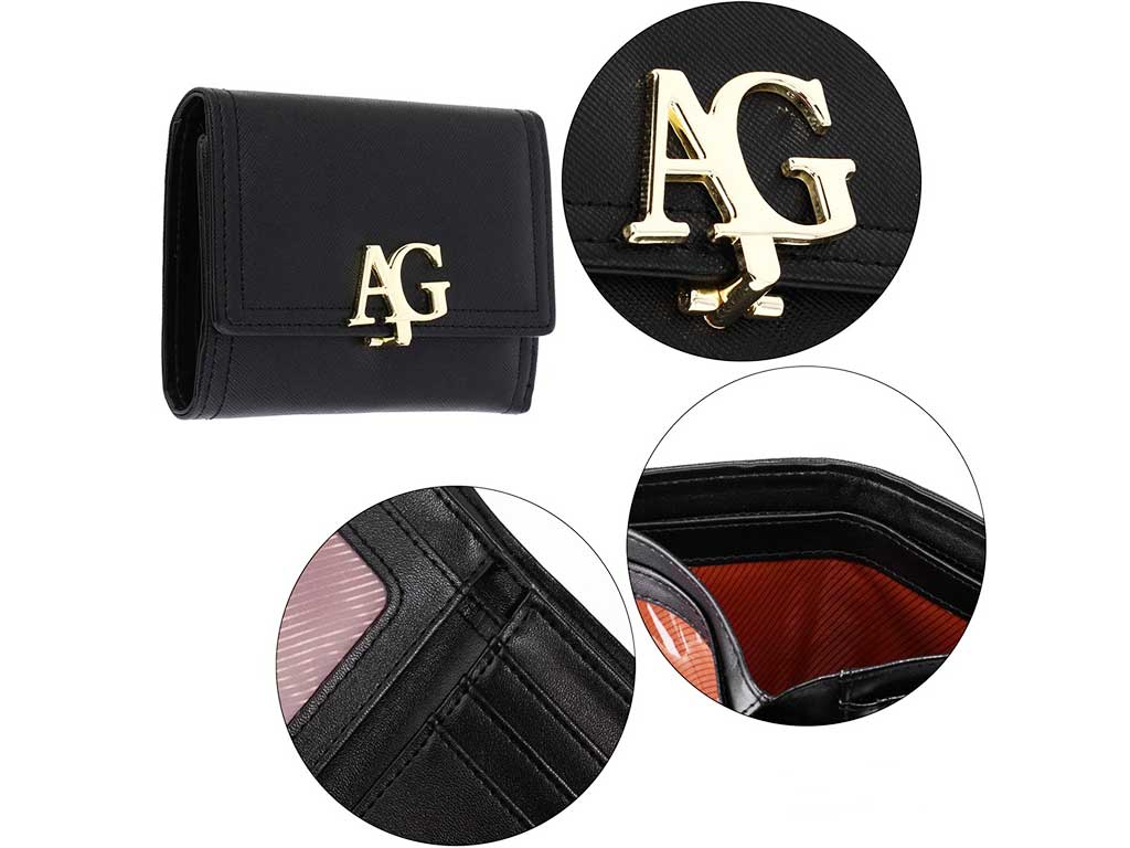 AG Small Flap Purse with Multiple Inner Pockets in Black 2