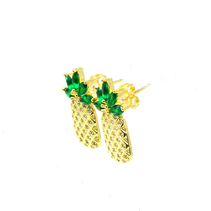 Pineapple Earrings with Cubic Zirconia 3