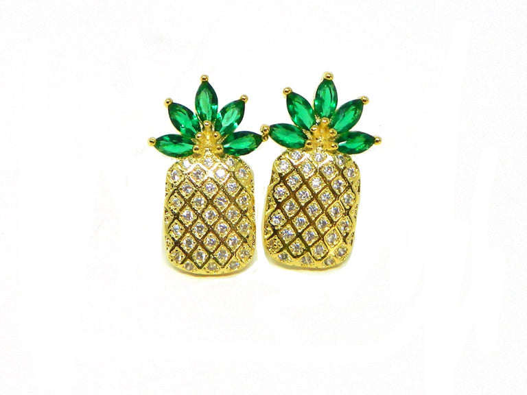 Pineapple Earrings with Cubic Zirconia 1