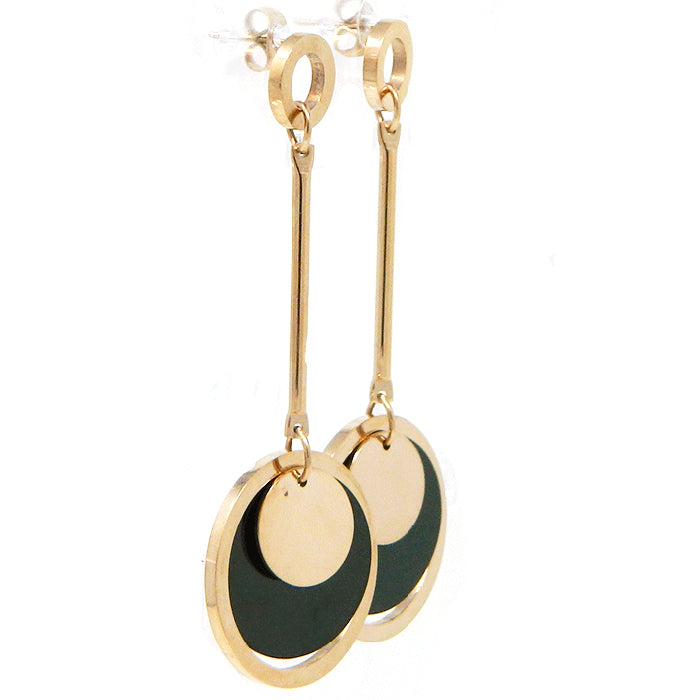 Rose Gold Plated Hoop Earring with Black and Gold Disc 2