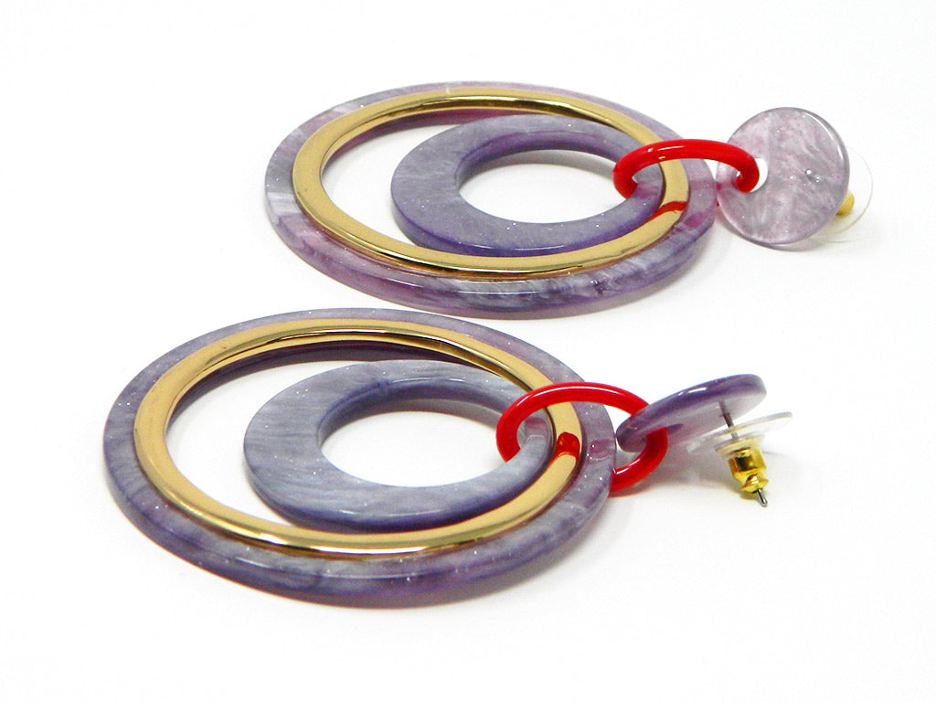 Light Purple Acrylic Stud Hoop Earring 2