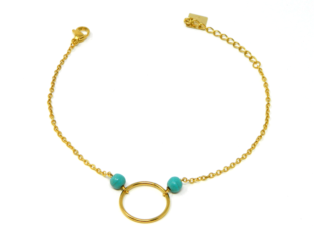 Gold plated Hoop Chain Bracelet in light green