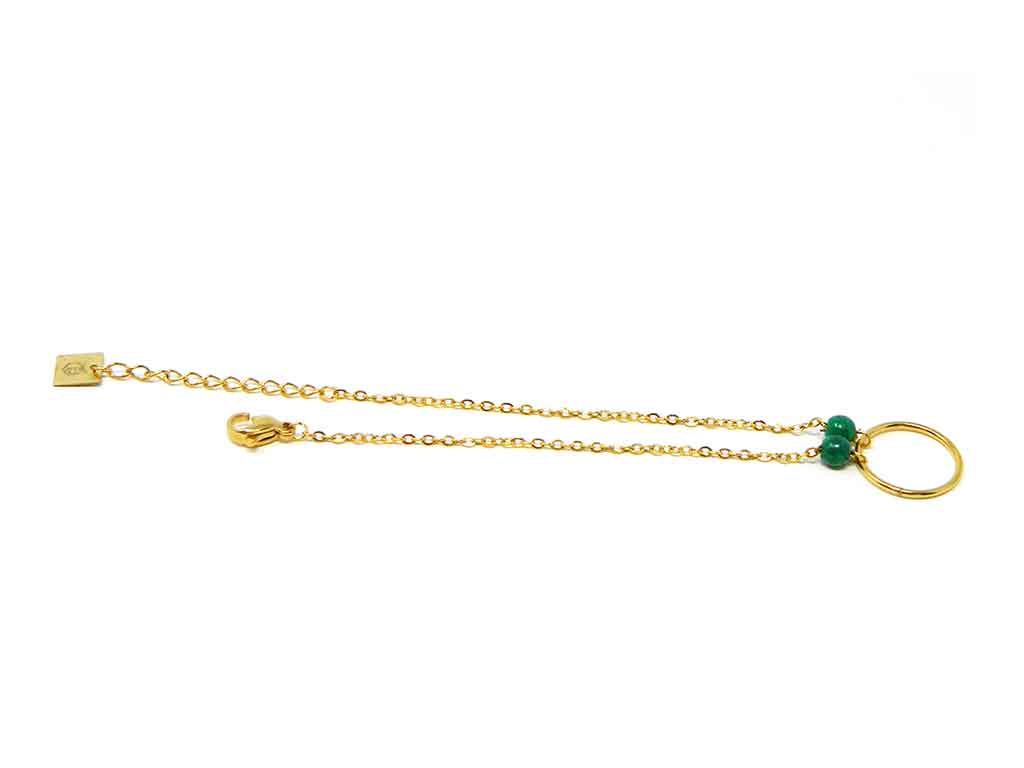 Gold plated Hoop Chain Bracelet in green