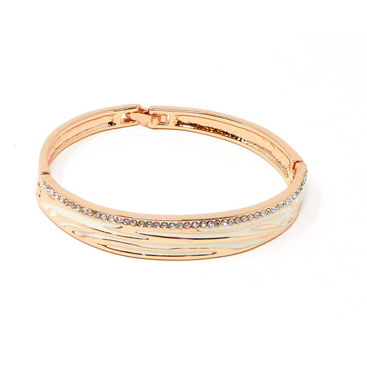 Luxurious Rose Gold Bangle with Clear Crystals