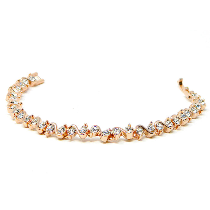 ustria Crystal Bracelet in S Shape Rose Gold with Rhodium 1