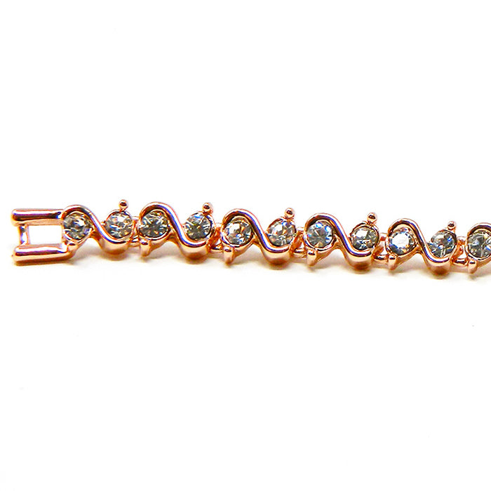 Austria Crystal Bracelet in S Shape Rose Gold with Rhodium 1
