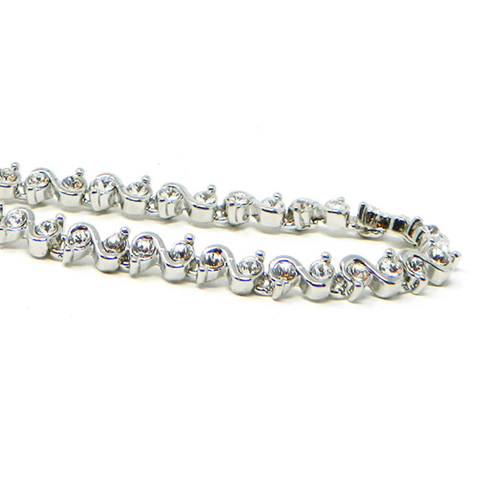 Austria Crystal Bracelet in S Shape Silver Colour with Rhodium