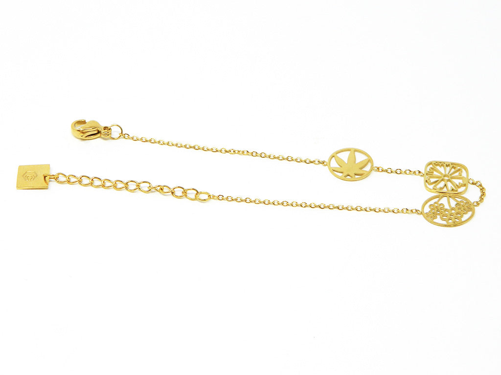 Gold Plated Flower Chain Bracelet 1