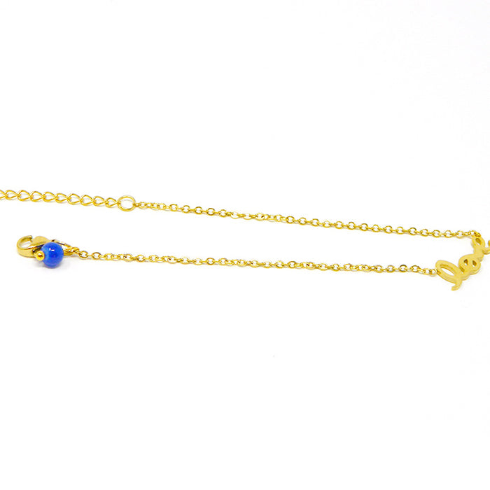 Gold Plated Love Bracelet with Sky Blue Bead 2