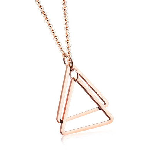 Double Triangle Rose Gold Tone Necklace