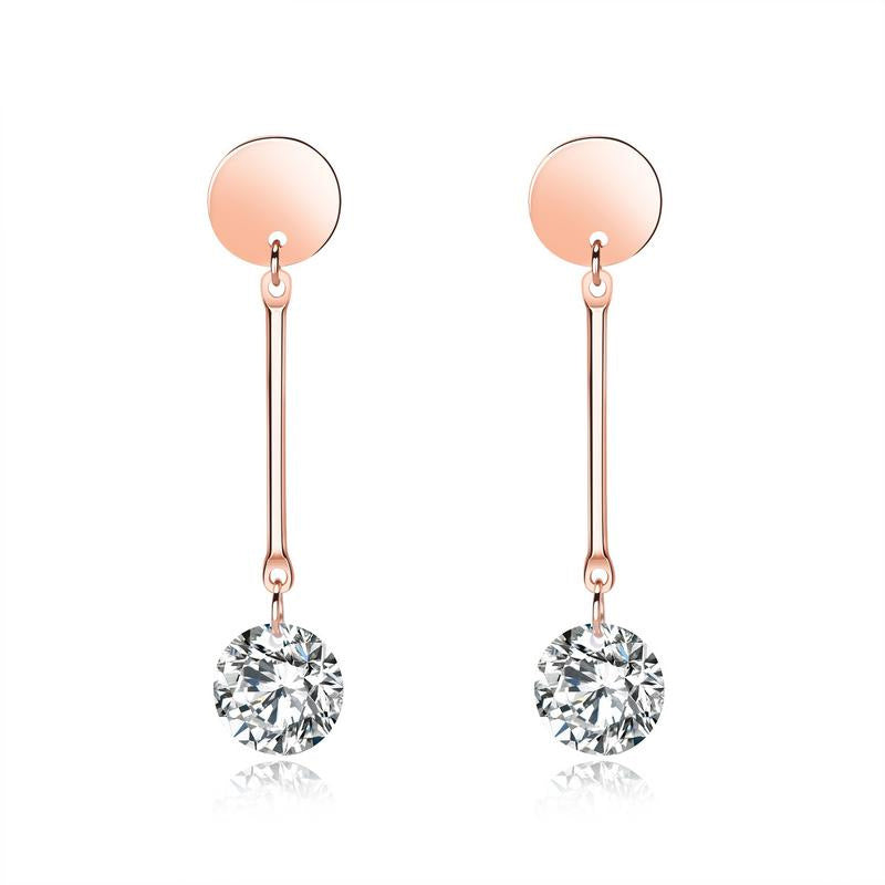 Dropped Rose Gold Earring with Cubic Zirconia