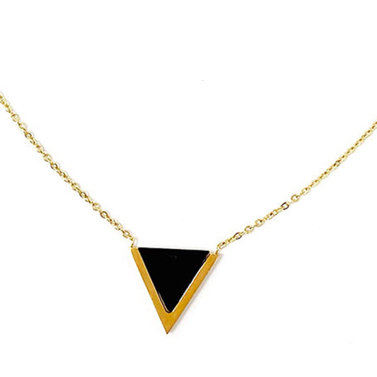 Gold Chain Pendant Necklace with Black Triangle
