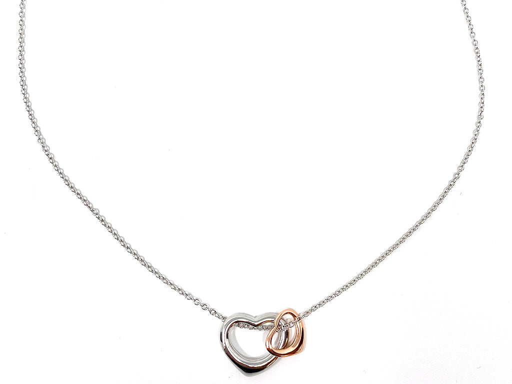 Two Tone Heart Pendant Necklace in Rose Gold and Silver Tone 3