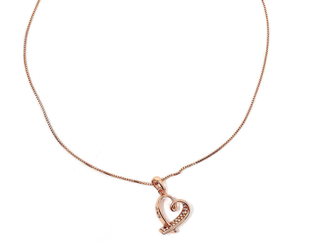 Rose Gold Plated Heart Chain Pendant Necklace with "Love" Engraving 1