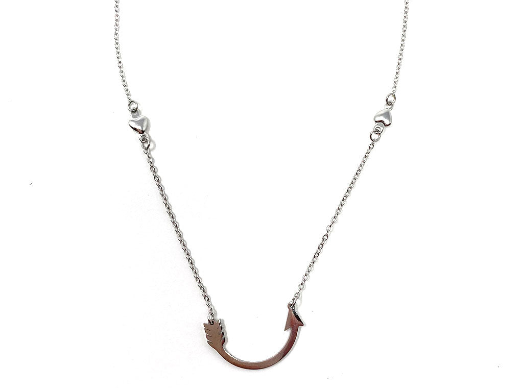 Bent Arrow Pendant Necklace in Silver 1
