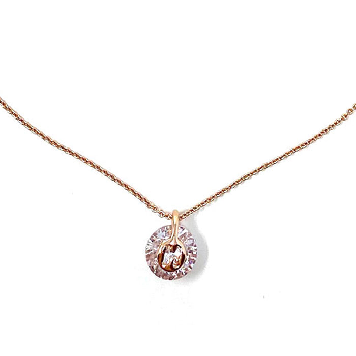 Rose Gold Plated Cubic Zirconia Pendant Necklace 1