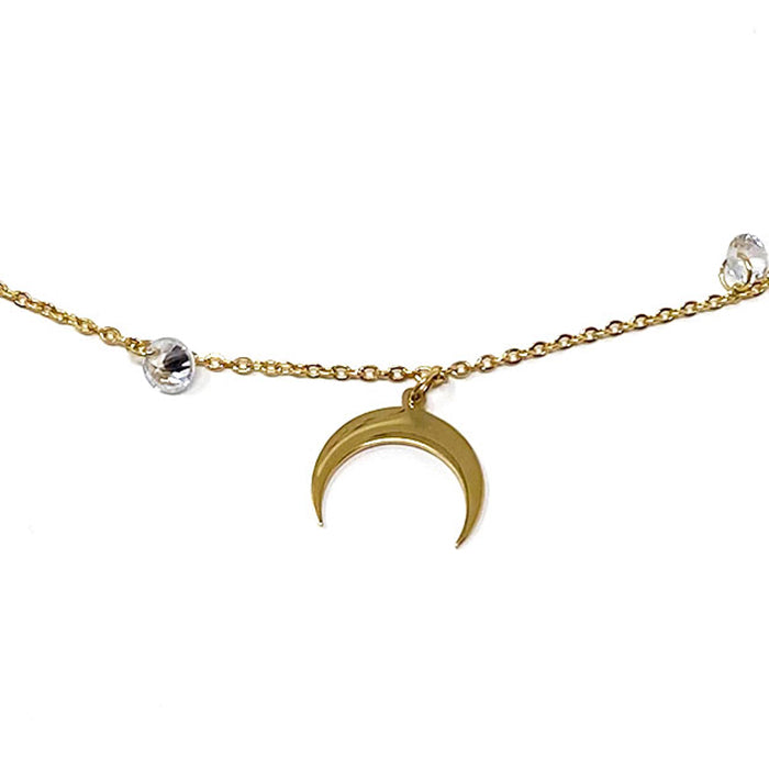 Half-moon Gold Plated Pendant Necklace with Cubic Zirconia 1