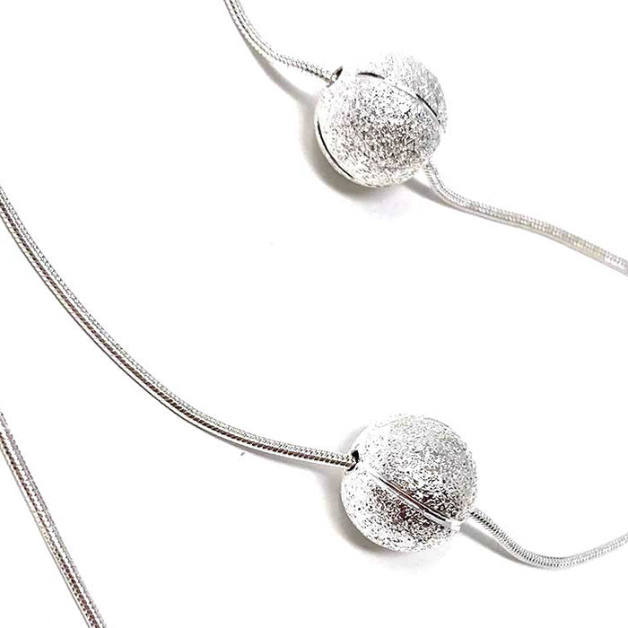 Triple Layer Sandal Bead Necklace in Silver Tone 1