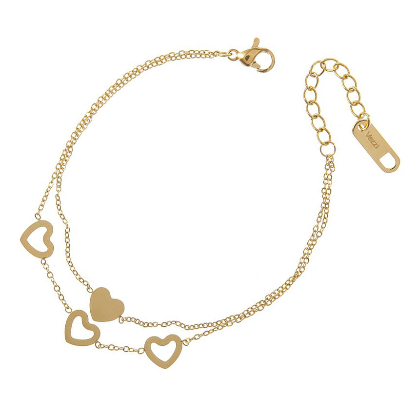 Double Layer Heart Chain Bracelet