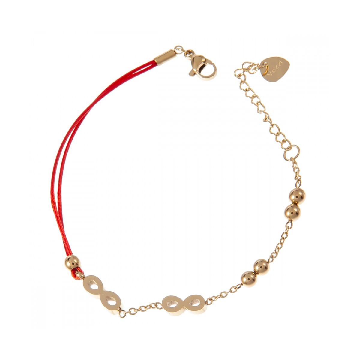 Gold Plated Star or Infinity Chain Bracelet with red thread 1