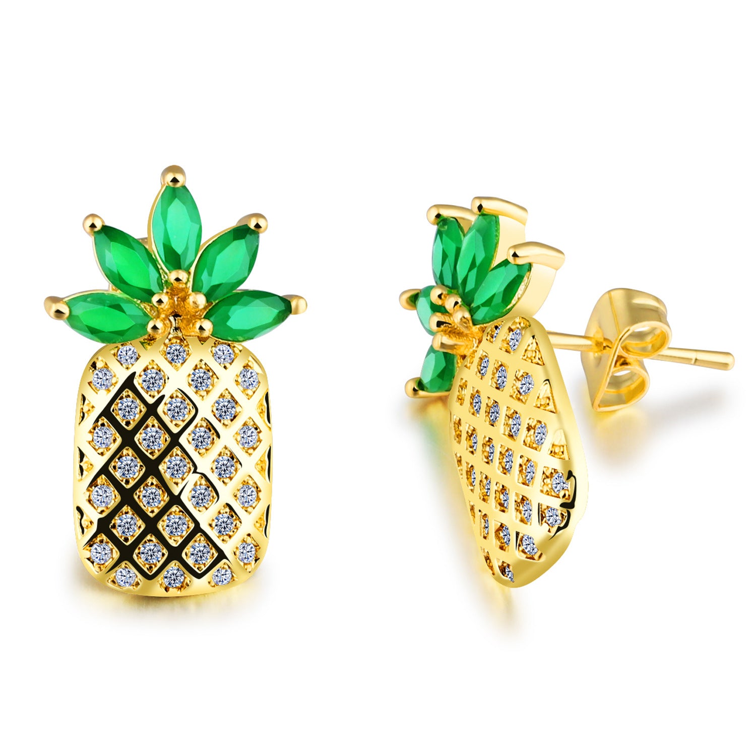 Pineapple Earrings with Cubic Zirconia
