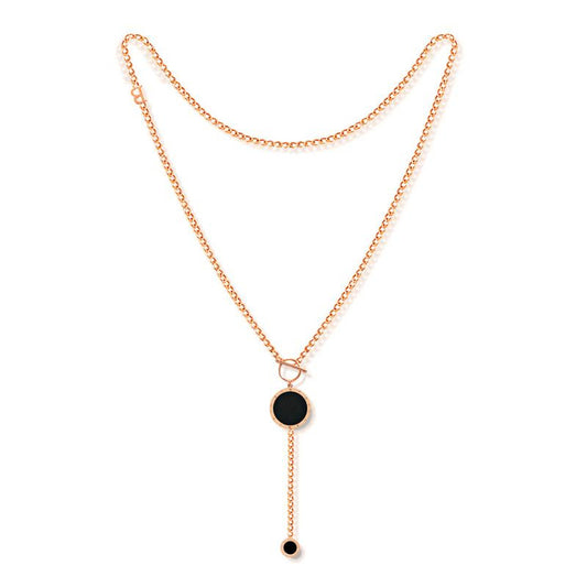 Rose Gold Plated Small Disc Y Necklace