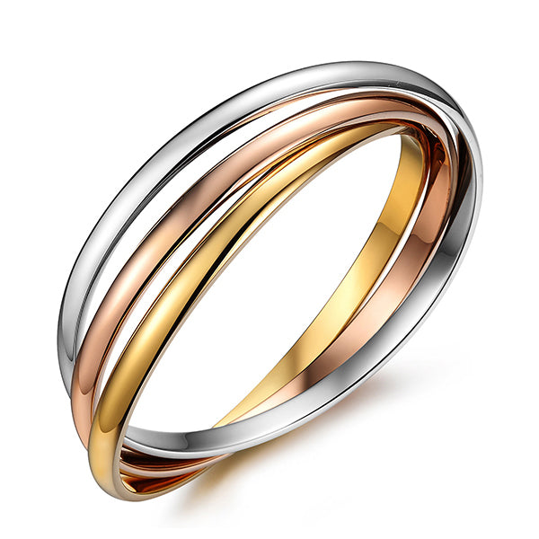 Trinity Rose Gold Yellow Gold and Silver Colour Bangle