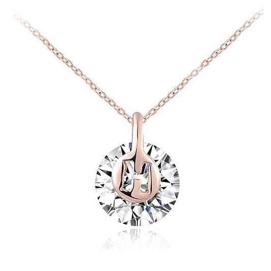 Rose Gold Plated Cubic Zirconia Pendant Necklace