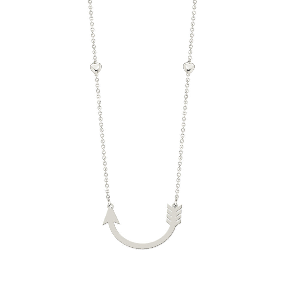 Bent Arrow Pendant Necklace in Silver